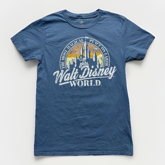 Disney Other - Disney World Parks Shirt Mens Small Blue Cinderella Castle Graphic Magical Tee